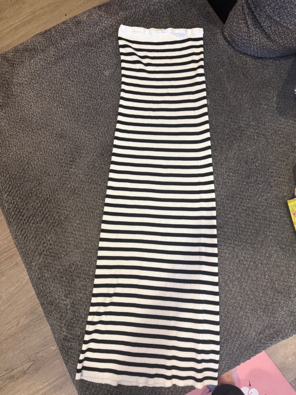 Striped Strapless Maxi Dress in Black & White